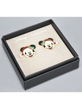 Disney x BaubleBar Mickey Mouse Santa Hat Stud Earrings New in Box